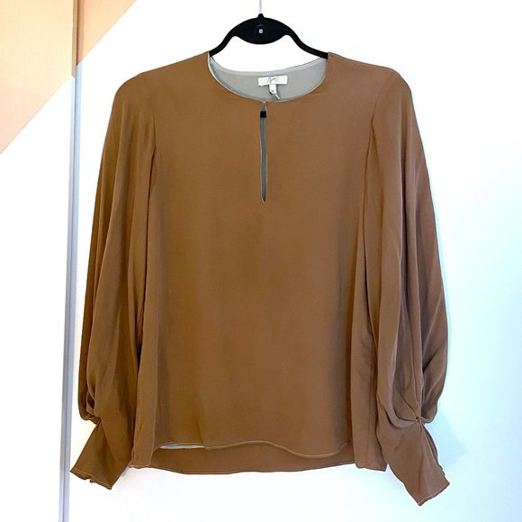 Joie Silk Blouse with Gathered Cuffs and Keyhole Neckline - Picture 1 of 8